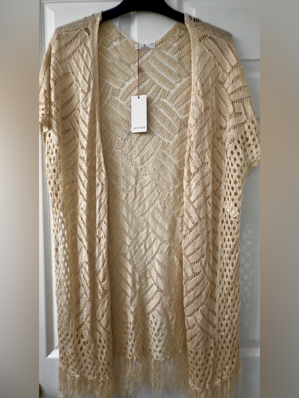 Hotouch Open-Knit Cream Women's Sweater Cardigan S
